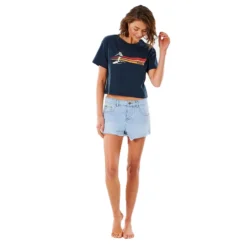 T-SHIRT RIP CURL GOLDEN STATE CROP BLEU MARINE FEMME -Gumotex Boutique t shirt rip curl golden state crop bleu marine femme 4