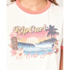 T-SHIRT RIP CURL TIKI RINGER BEIGE FEMME -Gumotex Boutique t shirt rip curl tiki ringer beige femme 4